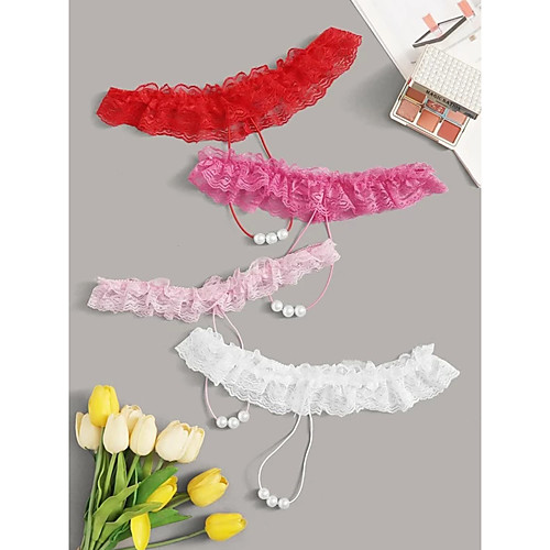 

Women's 1 Piece Lace / Hole G-strings & Thongs Panties - Normal Low Waist White Black Purple One-Size