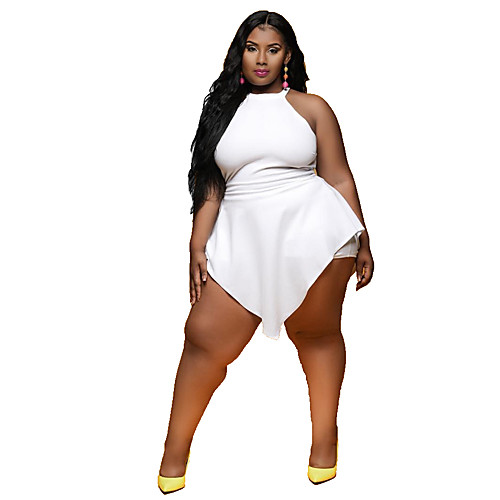 

Women's Plus Size Dresses Sheath Dress Knee Length Dress Sleeveless Solid Color Sexy Spring & Summer