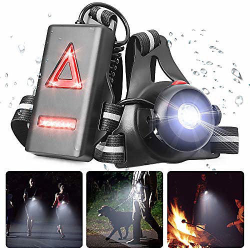 

running light, usb rechargeable led running light sport with 120 ° adjustable light beam, waterproof safety warning light for running, camping, hiking, ourdoor adventure