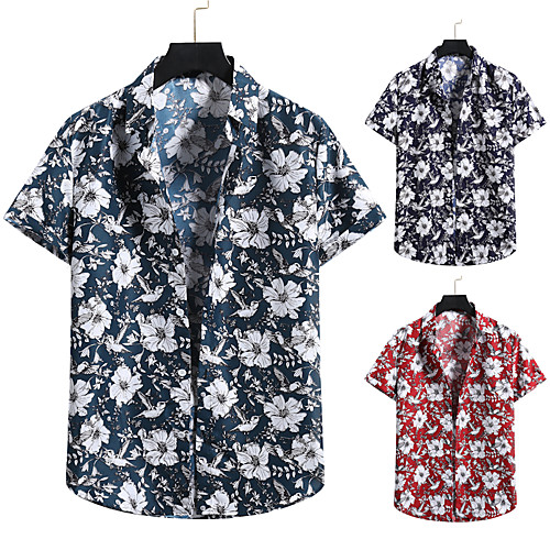 

Men's Shirt 3D Print Graphic Prints Print Short Sleeve Vacation Tops Red Green Navy Blue