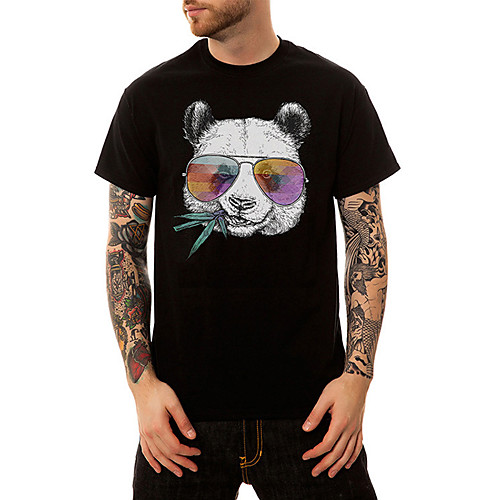 

Men's Unisex T shirt Hot Stamping Panda Animal Plus Size Print Short Sleeve Daily Tops 100% Cotton Basic Casual Black