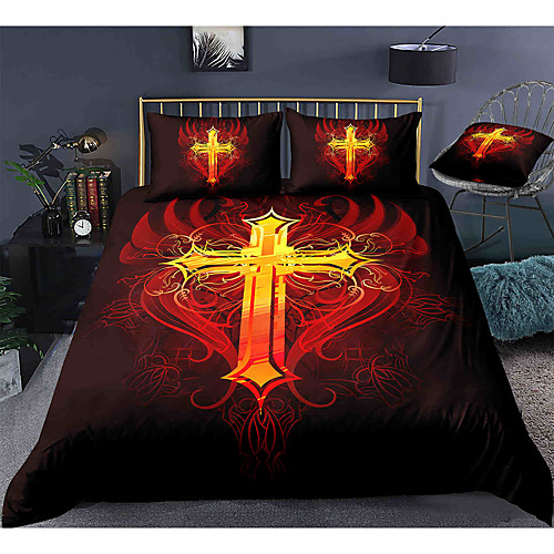 

Easter Cross 3-Piece Duvet Cover Set Hotel Bedding Sets Comforter Cover with Soft Lightweight Microfiber, Include 1 Duvet Cover, 2 Pillowcases for Double/Queen/King(1 Pillowcase for Twin/Single)
