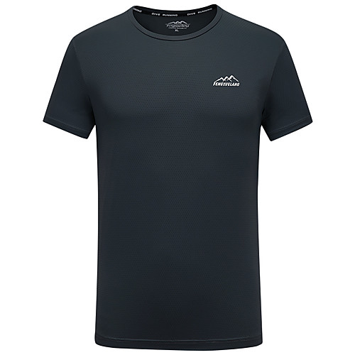 

Men's T shirt Hiking Tee shirt Short Sleeve Crew Neck Tee Tshirt Top Outdoor Lightweight Breathable Quick Dry Soft Spring Summer Chinlon Elastane Solid Color Dark Grey White Black Fishing Climbing
