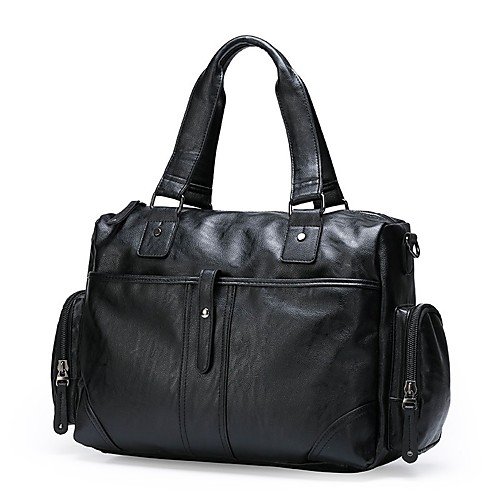 

Men's Bags PU Leather Laptop Bag Crossbody Bag Zipper Plain Daily Going out 2021 Handbags Black