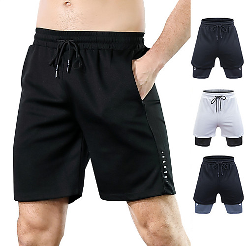 

Men's Running Shorts Athletic Shorts Bottoms Drawstring Zipper Pocket Spandex Fitness Gym Workout Running Active Training Exercise Breathable Quick Dry Moisture Wicking Normal Sport Solid Colored