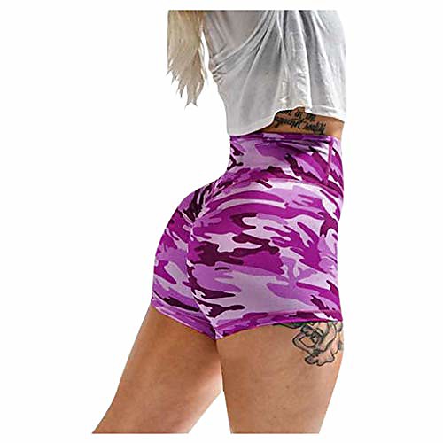 

Yoga Shorts for Women Camouflage Print High Waist Stretch Plus Size Athletic Running Workout Shorts