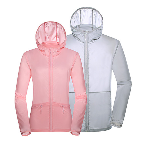 

Women's Hiking Skin Jacket Hiking Windbreaker Outdoor Solid Color Packable Waterproof Lightweight UV Sun Protection Outerwear Jacket Top Elastane Full Length Visible Zipper Fishing Climbing Running