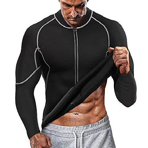 

Sauna Suit for Men Neoprene Sweat Workout Shirt Long Sleeves Waist Trainer Sports Shirt(Black,XXXX-Large)