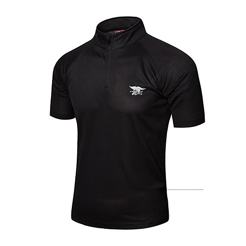 

Men's Camouflage Hunting T-shirt Military Tactical Shirt Outdoor Breathable Ventilation Fast Dry Outdoor Summer Solid Colored Polyester Black Green