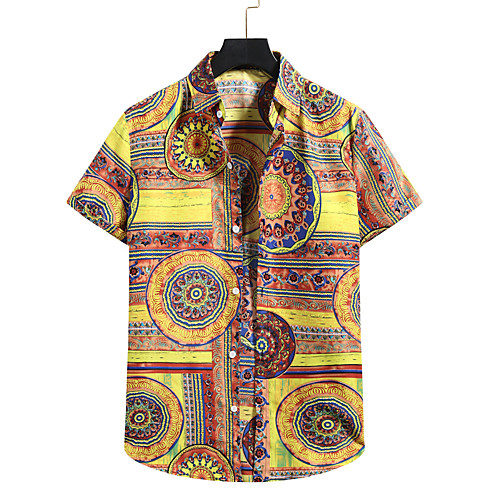 

Men's Shirt 3D Print Graphic Prints Print Short Sleeve Vacation Tops Yellow