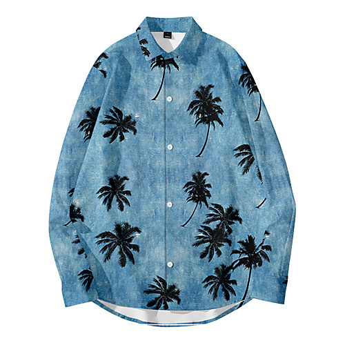

Men's Shirt 3D Print Plants Tie Dye Button-Down 3D Print Long Sleeve Daily Tops Casual Fashion Hawaiian Blue Yellow Dusty Rose