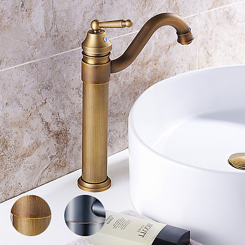 

Bathroom Sink Faucet - Rotatable Antique Brass / Antique Copper / Electroplated Centerset Single Handle One HoleBath Taps