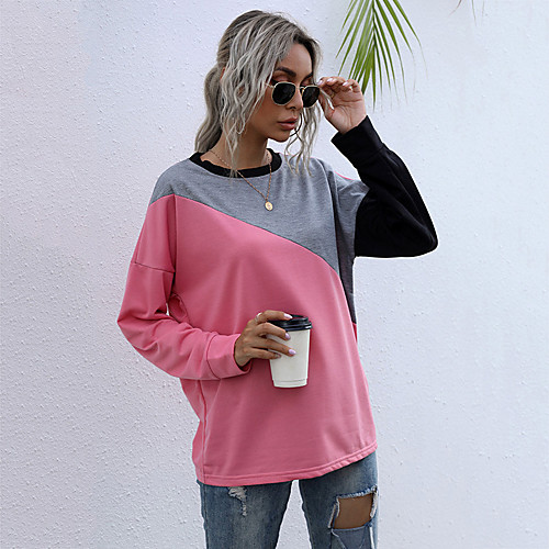 

Women's Sweatshirt Sweater Pullover Patchwork Crew Neck Sport Athleisure Sweatshirt Top Long Sleeve Breathable Soft Comfortable Everyday Use Casual Daily Outdoor