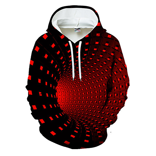

Men's Pullover Hoodie Sweatshirt Optical Illusion Geometric 3D Print Casual Hoodies Sweatshirts Black Blue Purple