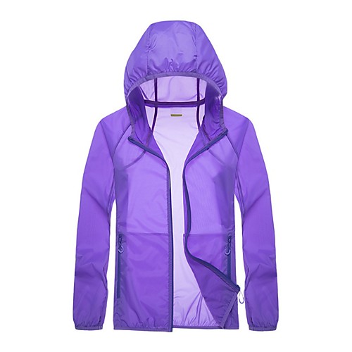 

Women's Hiking Skin Jacket Hiking Windbreaker Outdoor Solid Color Packable Waterproof Lightweight UV Sun Protection Outerwear Jacket Top Full Length Visible Zipper Fishing Climbing Running White