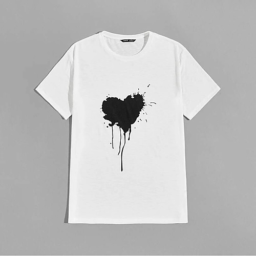 

Men's T shirt Hot Stamping Graphic Print Short Sleeve Casual Tops 100% Cotton Casual Fashion White