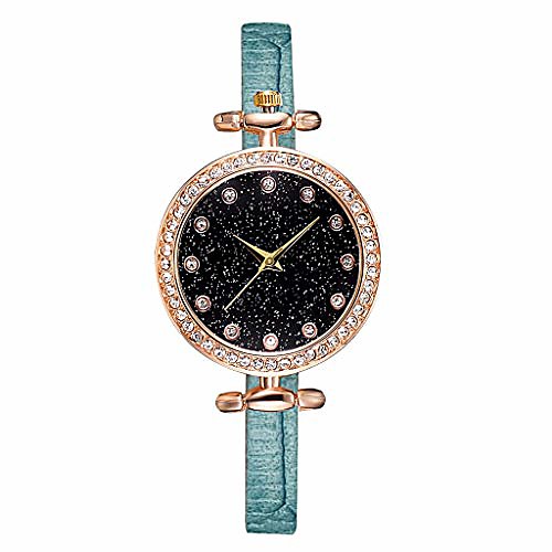 

Women Watches Analog Quartz Watch Starry Dial Rhinestone Leather Belt Watch Teen Girls Wristwatch Watches for Women