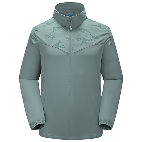 

Men's Hiking Jacket Hiking Windbreaker Outdoor Solid Color Waterproof Lightweight Windproof Breathable Jacket Top Elastane Full Length Visible Zipper Fishing Climbing Running Black Blue Grey Green