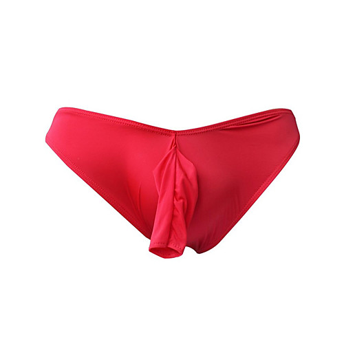 

Men's 1 Piece Basic Briefs Underwear - Normal Low Waist White Red One-Size