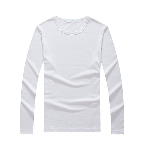 

Men's T shirt Hiking Tee shirt Long Sleeve Crew Neck Tee Tshirt Top Outdoor Lightweight Breathable Quick Dry Warm Autumn / Fall Spring Cotton Solid Color White Black Yellow Fishing Climbing Running