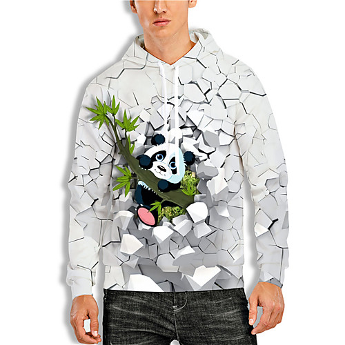 

Men's Pullover Hoodie Sweatshirt Graphic Prints Panda Print Daily Holiday 3D Print 3D Print Hoodies Sweatshirts White