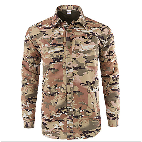 

Men's Hunting Jacket Outdoor Breathable Ventilation Fast Dry Wearproof Fall Spring Summer Solid Colored Camo Polyester Black Camouflage Grey