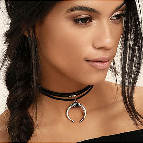 

Women's Choker Necklace Leather Alloy Silver 307 cm Necklace Jewelry For