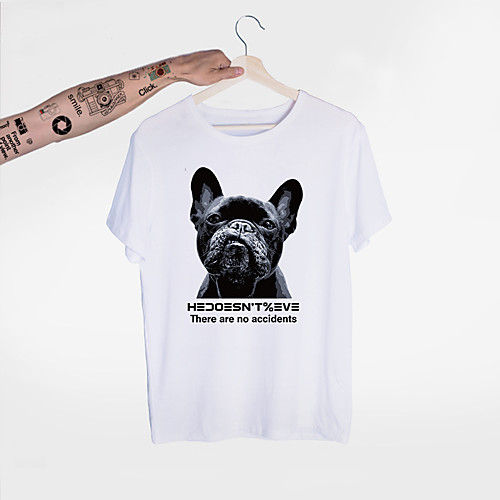 

Men's T shirt Hot Stamping Animal Print Short Sleeve Daily Tops 100% Cotton Basic Casual White Blue Red