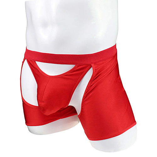 

Men's 1 Piece Basic Boxers Underwear - Normal Low Waist Black Red M L XL
