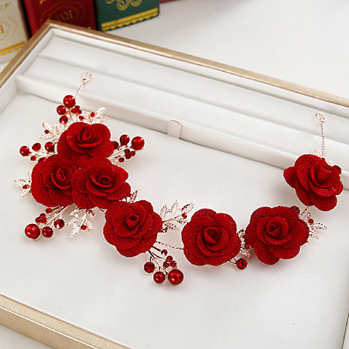 

Elegant Bridal Alloy Headpiece with Flower 1 Piece Wedding / Special Occasion Headpiece