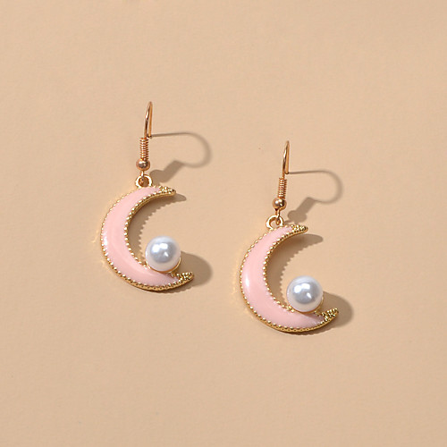 

Women's Drop Earrings Geometrical Moon Cute Imitation Pearl Earrings Jewelry Blushing Pink For Date Festival