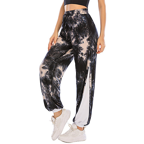 

Women's Casual / Sporty Hip-Hop Comfort Sport Weekend Bloomers Pants Tie Dye Full Length Black Blue Yellow Blushing Pink