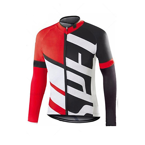 

Men's Long Sleeve Downhill Jersey Red and White Red / White Black / Red Bike Jersey Sports Clothing Apparel
