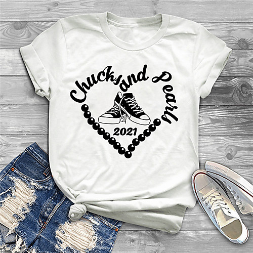 

Women's Plus Size Print Graphic Heart Letter T shirt Large Size Round Neck Short Sleeve Tops Big Size