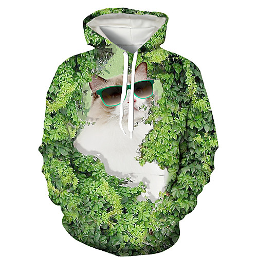 

Men's Pullover Hoodie Sweatshirt Cat Graphic Prints Saint Patrick Day Print Daily Holiday 3D Print 3D Print Hoodies Sweatshirts Green