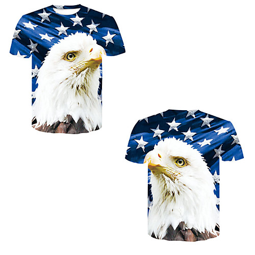 

Men's T shirt 3D Print 3D Rivet Mesh Short Sleeve Casual Tops Blue