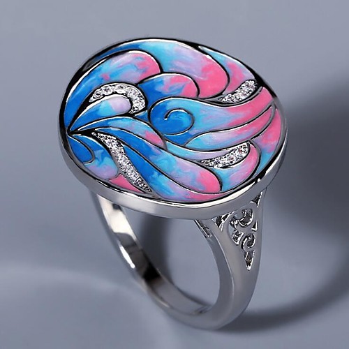 

Ring AAA Cubic Zirconia Mixed Color Silver Brass Floral Theme Flower Artistic Asian Unique Design 1pc 6 7 8 9 10 / Women's