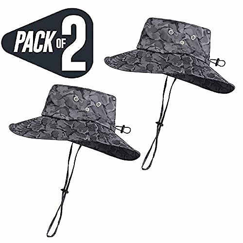 

Breathable Wide Brim Boonie Hat Outdoor Waterproof UPF 50 Sun Protection Mesh Safari Sun hat for Travel Fishing