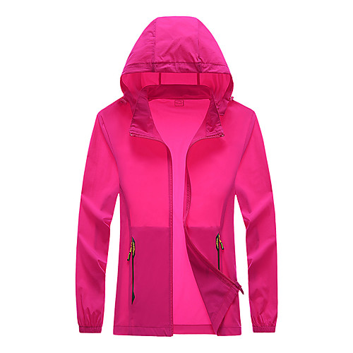 

Women's Hiking Skin Jacket Hiking Windbreaker Outdoor Solid Color Packable Waterproof Lightweight UV Sun Protection Outerwear Jacket Top Elastane Full Length Visible Zipper Fishing Climbing Running