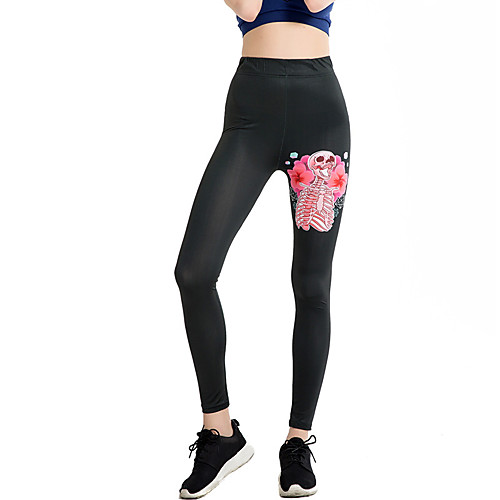 

Women's High Waist Running Tights Leggings Athletic Bottoms Winter Fitness Gym Workout Running Active Training Jogging Tummy Control Butt Lift Breathable Sport Skull Black / Stretchy / Athleisure