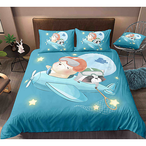 

Cartoon Bear 3-Piece Duvet Cover Set Hotel Bedding Sets Comforter Cover with Soft Lightweight Microfiber, Include 1 Duvet Cover, 2 Pillowcases for Double/Queen/King(1 Pillowcase for Twin/Single)