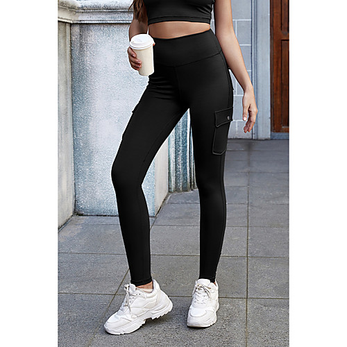 

Women's Casual / Sporty Streetwear Comfort Gym Yoga Jeans Pants Plain Full Length Pocket Black Purple Army Green
