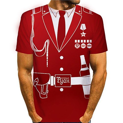 

Men's T shirt 3D Print Cartoon 3D Print Short Sleeve Daily Tops Casual Fashion Red