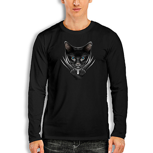

Men's T shirt 3D Print 3D Animal 3D Print Long Sleeve Daily Tops Casual Fashion White Black Red