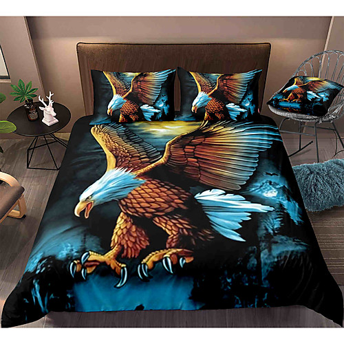 

Eagle Print 3-Piece Duvet Cover Set Hotel Bedding Sets Comforter Cover with Soft Lightweight Microfiber, Include 1 Duvet Cover, 2 Pillowcases for Double/Queen/King(1 Pillowcase for Twin/Single)