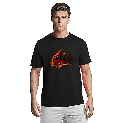 

Men's T shirt Other Prints Graphic Short Sleeve Casual Tops 100% Cotton Basic White Black Blue