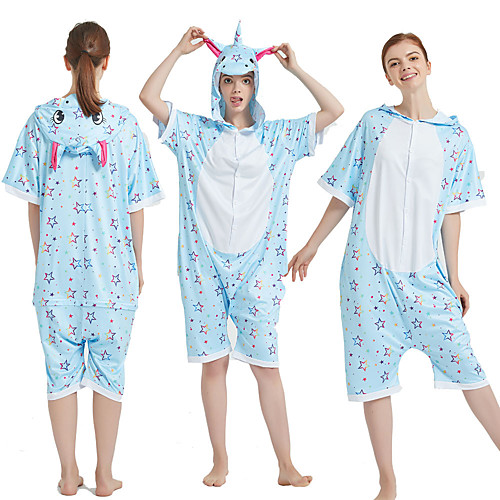 

Adults' Kigurumi Pajamas Unicorn Onesie Pajamas Pure Cotton Blue Cosplay For Men and Women Animal Sleepwear Cartoon Festival / Holiday Costumes