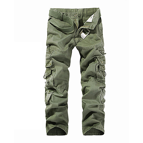 

Men's Cargo Casual / Sporty Daily Holiday Pants Tactical Cargo Pants Solid Colored Full Length Zipper Pocket Grass Green Tujun Green Black Grey Khaki