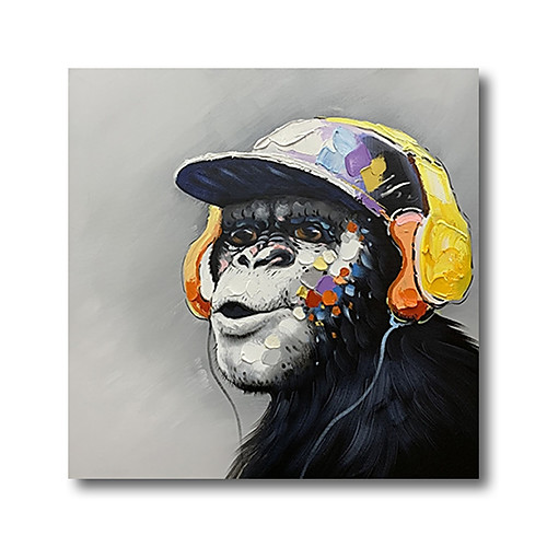 

Oil Painting Hand Painted Square Animals Pop Art Modern Stretched Canvas