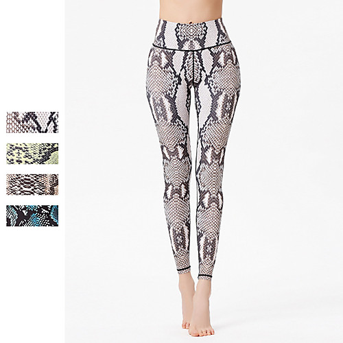 

Women's High Waist Yoga Pants Cropped Leggings Bottoms Tummy Control Butt Lift Breathable Snakeskin Blue Khaki Green Spandex Yoga Fitness Gym Workout Winter Sports Activewear Stretchy / Athletic